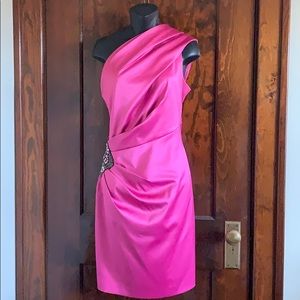 Pink Satin on Shoulder Eliza J dress